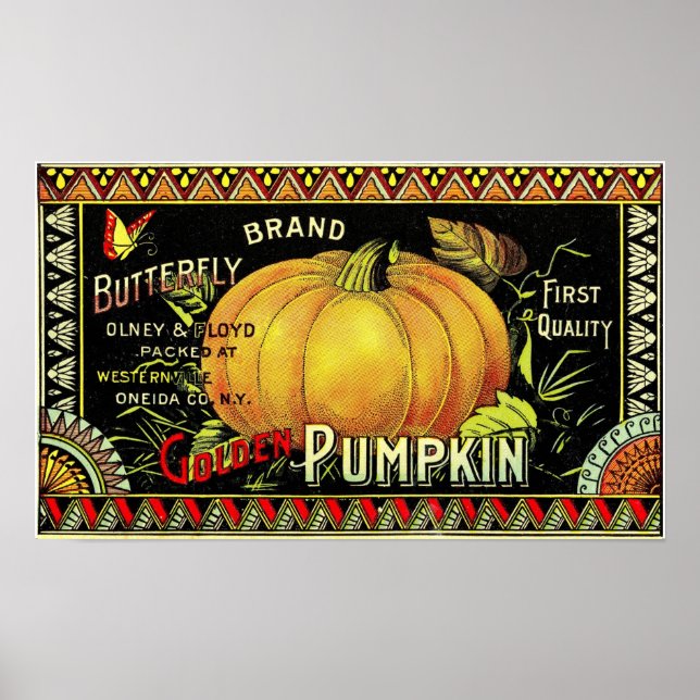 Butterfly Brand Pumpkins Låda-etikett Poster (Framsidan)
