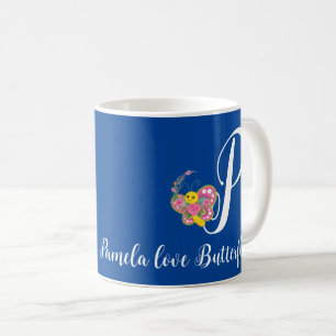 Butterfly Brev P Blommigt Mugg