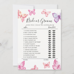 Butterfly Bride eller Groom-spel, helt redigerbart Inbjudningar
