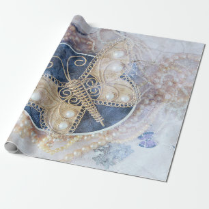 Butterfly Bröllop Möhippa White Guld Decoupage Presentpapper