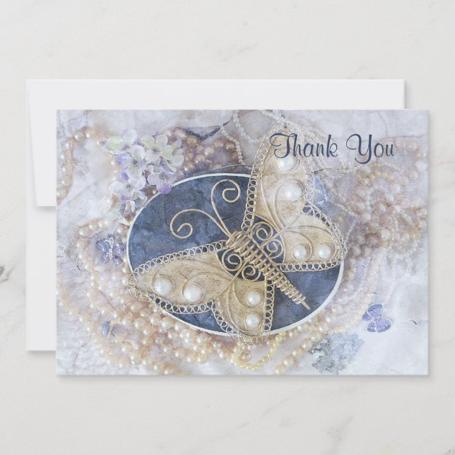 Butterfly Bröllop Möhippa White Guld Elegant (Framsida)