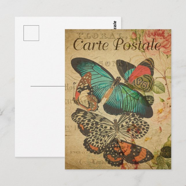 Butterfly Bunch-Vintage Vykort (Fram/baksida)