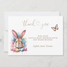 Butterfly Bunny Eggs Baby Shower Calligraphy