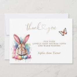 Butterfly Bunny Eggs Baby Shower Calligraphy Tack Kort