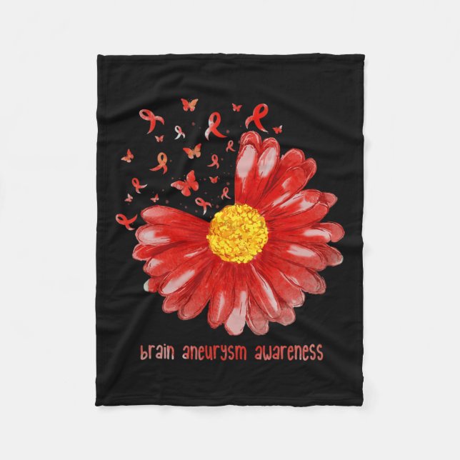 Butterfly Burgundy Ribbon Brain Aneurysm Awareness Fleecefilt (Framsidan)