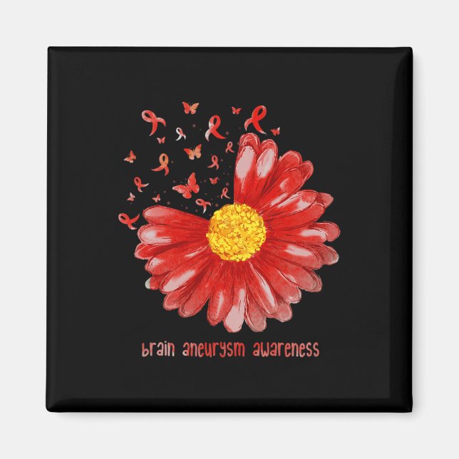 Butterfly Burgundy Ribbon Brain Aneurysm Awareness Magnet (Framsidan)