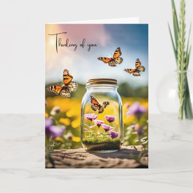 Butterfly Burk tänker på dig Kort (Framsida)