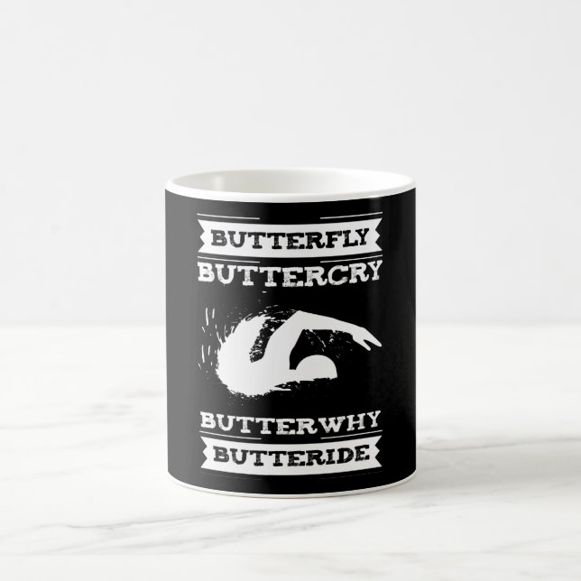 Butterfly Buttercry Butterwhy - Swimmer Design Kaffemugg (Center)