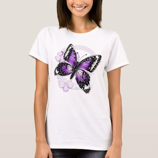 Butterfly Butterflies Colorful Violet Lila Färg T Shirt (Framsida)