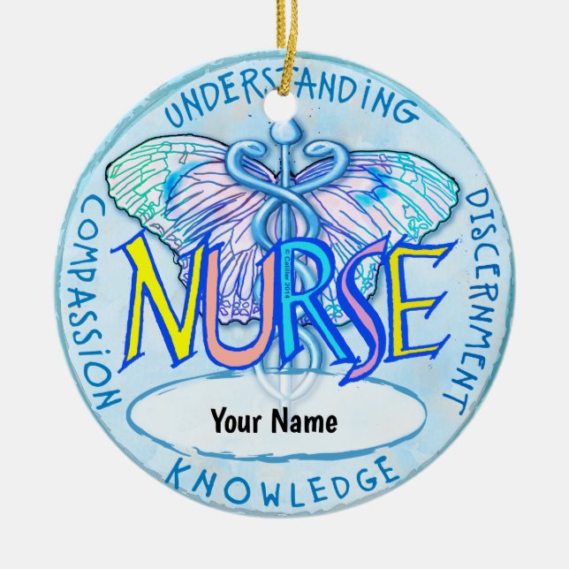 Butterfly caduceus nurse  julgransprydnad keramik (Framsidan)