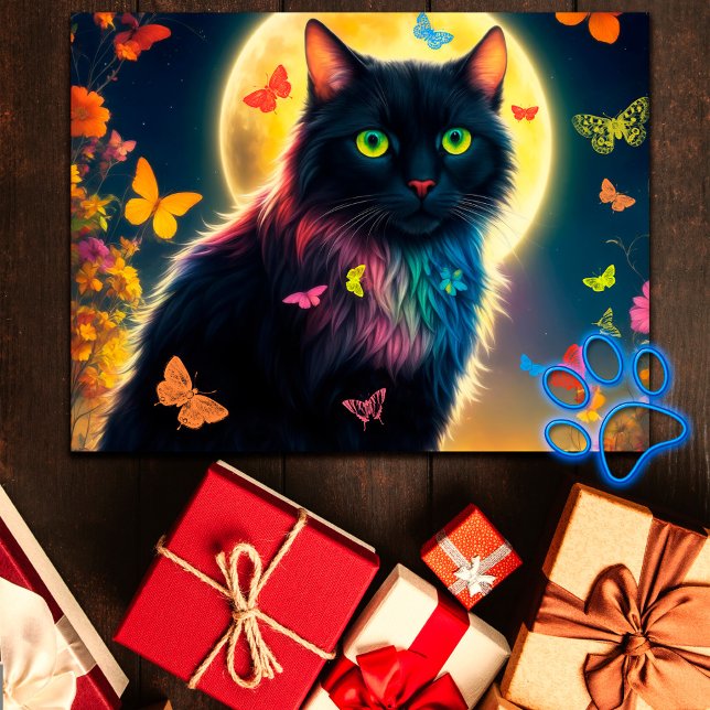 Butterfly cat glosing insekt starry night animal vykort (Skapare uppladdad)