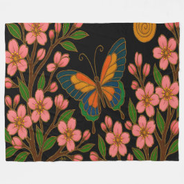 Butterfly Cherry Blossom Moon Fleecefilt