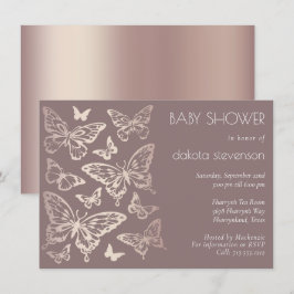 Butterfly Chic Baby Shower | Koppar Ro Guld Inbjudningar