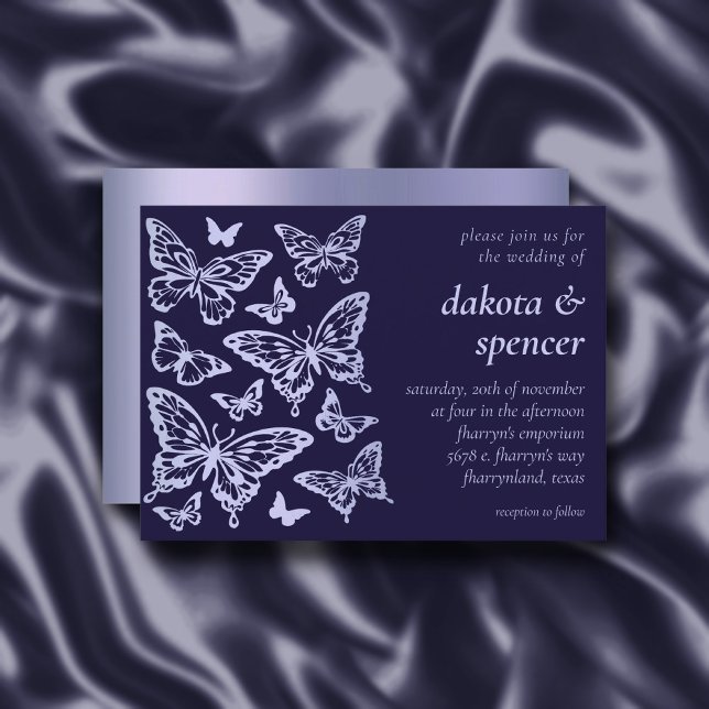 Butterfly Chic Bröllop | Lavender Lila Violet Inbjudningar (Skapare uppladdad)