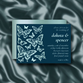 Butterfly Chic Bröllop | Mint Grönt och Teal Blue Inbjudningar