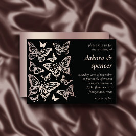 Butterfly Chic Bröllop |  Ro Guld och Svarta havet Inbjudningar