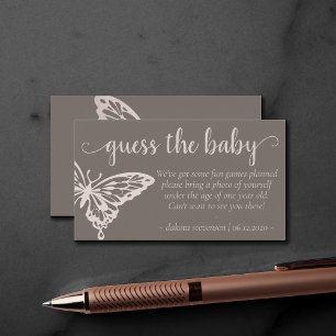 Butterfly Chic Shower Taupe-gissning Baby Tilläggskort