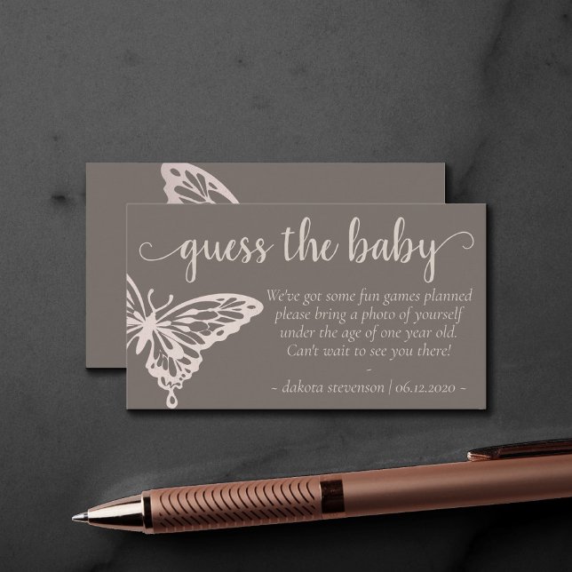 Butterfly Chic Shower |  Taupe-gissning Baby Tilläggskort (Skapare uppladdad)