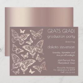Butterfly Chic Studenten | Koppar Ro Guld Inbjudningar