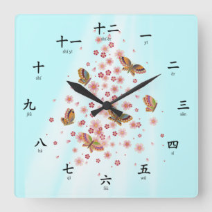 Butterfly Chinese Numbers Pinyin Phonetics Fyrkantig Klocka