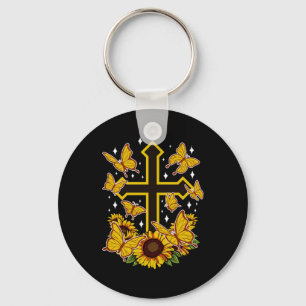 Butterfly Christian Kor Blommigt Solros Nyckelring
