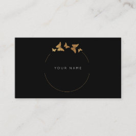Butterfly Circles Golden Foil Black Vip Visitkort