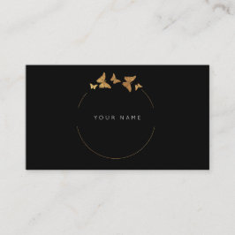 Butterfly Circles Golden Foil Black Vip Visitkort