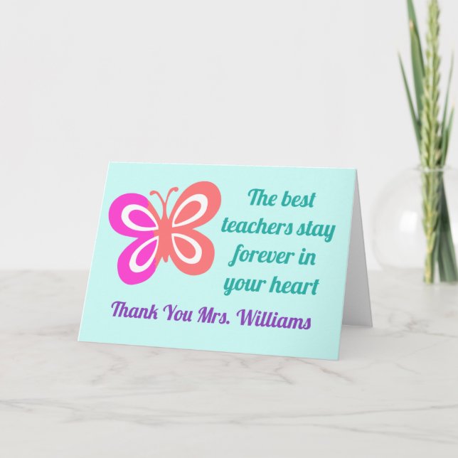 Butterfly-citat för Cute Best Teacher-utvärdering Kort (Framsida)