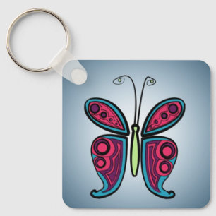 Butterfly Classic Round Sticker Ceramic Ornament Nyckelring