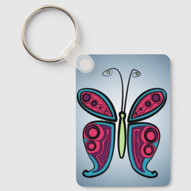 Butterfly Classic Round Sticker Ceramic Ornament Nyckelring (Framsida)