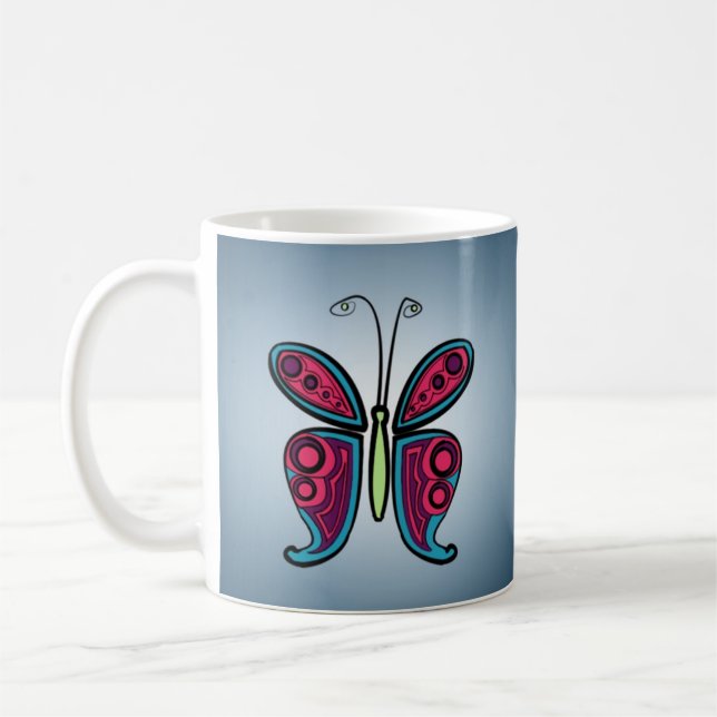 Butterfly Classic Round Sticker Kaffemugg (Vänster)