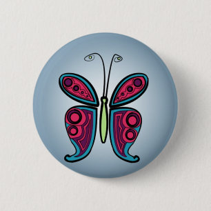 Butterfly Classic Round Sticker Knapp
