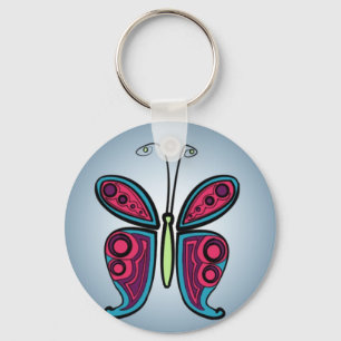 Butterfly Classic Round Sticker Nyckelring