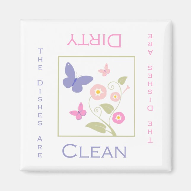 Butterfly Clean eller Dirty DIshwasher Magnet (Framsidan)