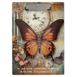 Butterfly Clock Clipboard Ecclesiastes 3:11 