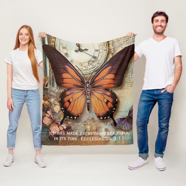 Butterfly Clock Fleece Blanket Ecclesiastes 3:11  (På plats)