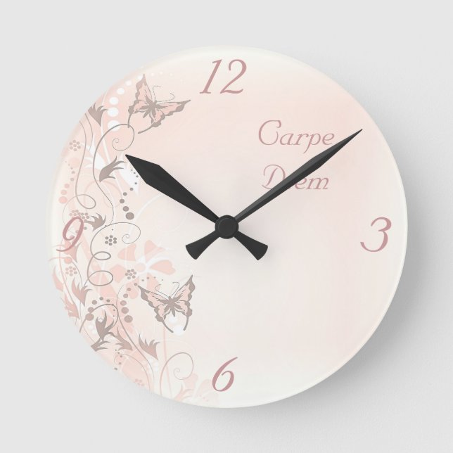 Butterfly Clock Rund Klocka (Framsida)