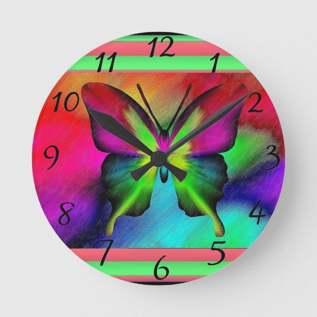 Butterfly Clock Rund Klocka (Framsida)