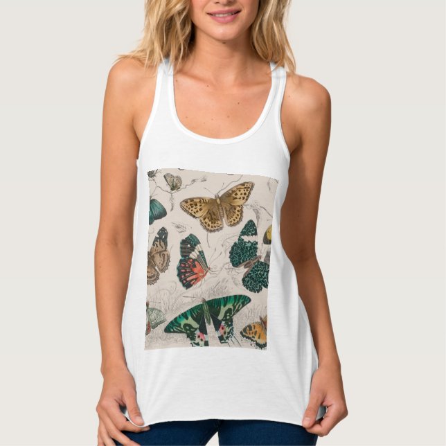 Butterfly Collection Antique Butterflies Linne Med Racerback (Framsida)