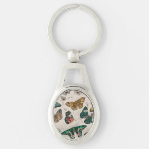 Butterfly Collection Antique Butterflies Ovalt Silverfärgad Nyckelring