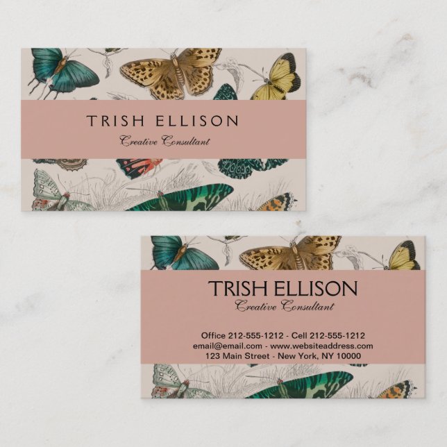 Butterfly Collection Antique Butterflies Visitkort (Fram/baksida)