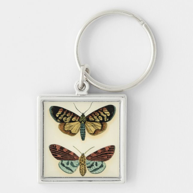 Butterfly Collection by Chariklia Zarris Fyrkantig Silverfärgad Nyckelring (Framsidan)