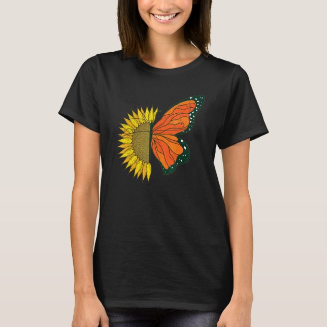 Butterfly Collector Yellow Sunflower Monarch Butte T Shirt (Framsida)