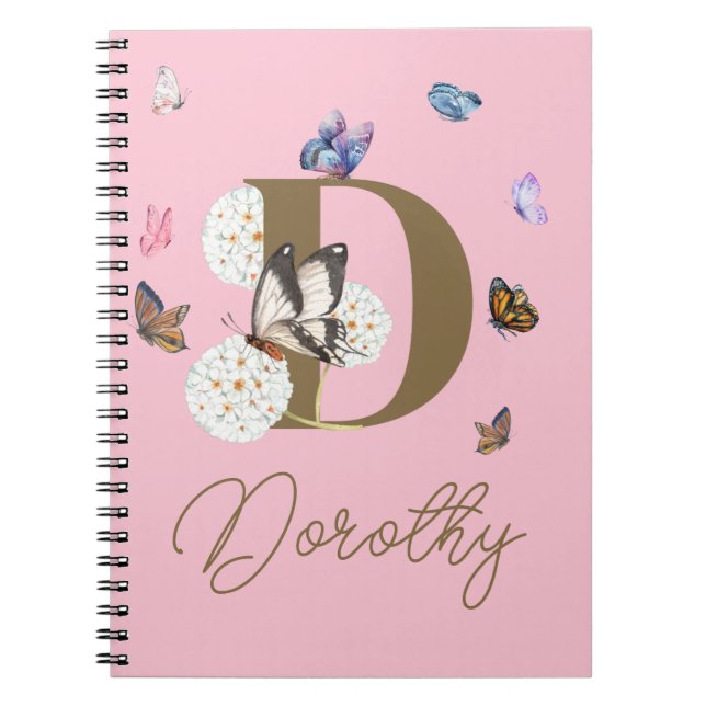Butterfly Colorful Blommigt Personlig Gift Anteckningsbok (Framsidan)