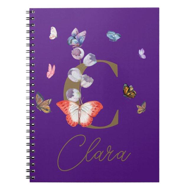 Butterfly Colorful Blommigt Personlig Gift Anteckningsbok (Framsidan)