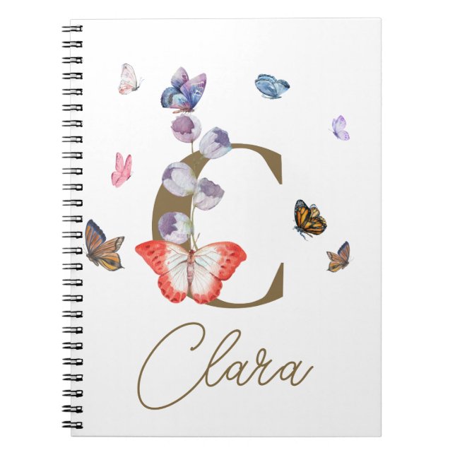 Butterfly Colorful Blommigt Personlig Gift Anteckningsbok (Framsidan)