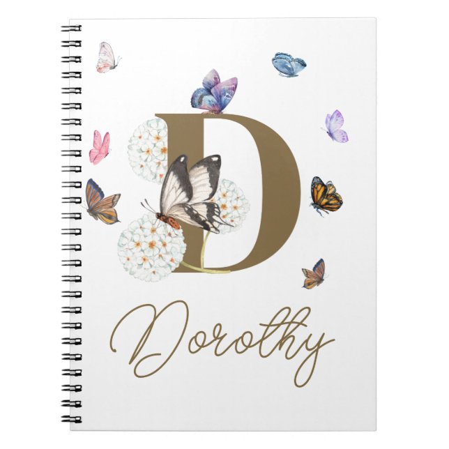 Butterfly Colorful Blommigt Personlig Gift Anteckningsbok (Framsidan)
