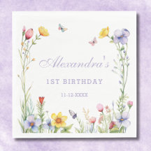 Butterfly Colorful Wildblomma 1st Birthday Party