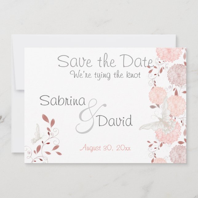 Butterfly Coral Chrysanthemums Spara datumet (Framsida)