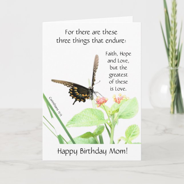 Butterfly, Corinthians 13:13, Mamma-födelsedagen Kort (Framsida)